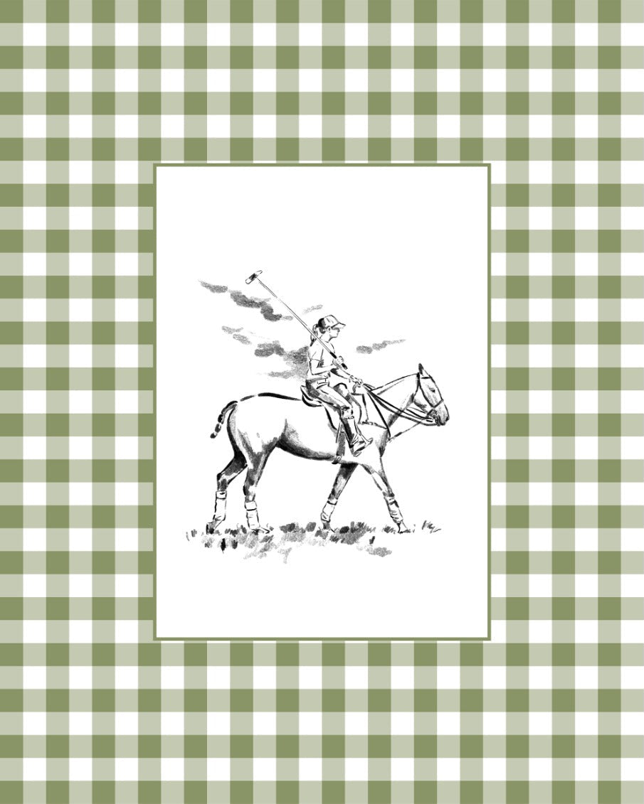 Custom Horse & Owner Portrait – Framed - Vichy Mat