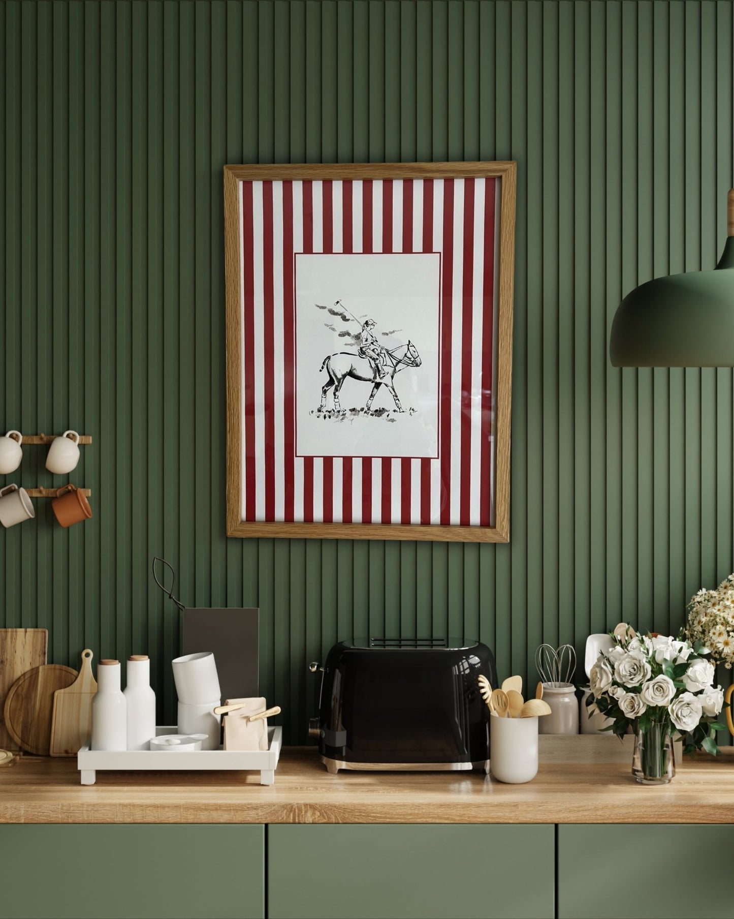 Custom Horse & Owner Portrait – Framed - Striped Mat - Morea Polo Saddlery