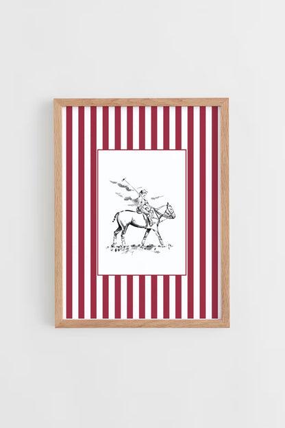 Custom Horse & Owner Portrait – Framed - Striped Mat