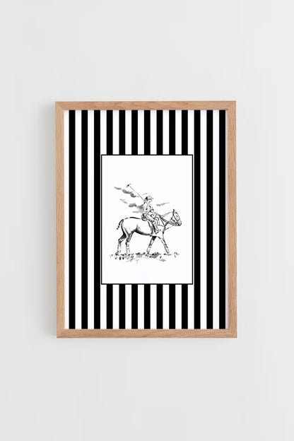 Custom Horse & Owner Portrait – Framed - Striped Mat
