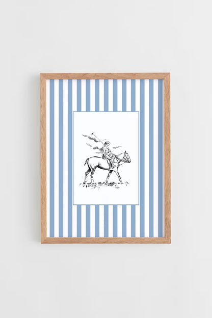 Custom Horse & Owner Portrait – Framed - Striped Mat
