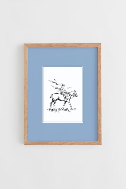 Custom Horse & Owner Portrait – Framed - Plain Mat