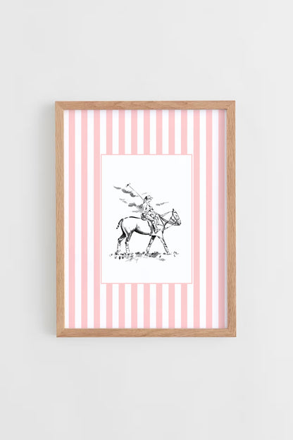 Custom Horse & Owner Portrait – Framed - Striped Mat