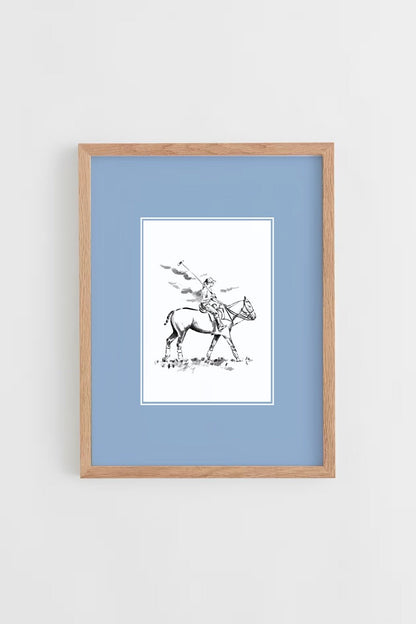 Custom Horse & Owner Portrait – Framed - Plain Mat - Morea Polo Saddlery