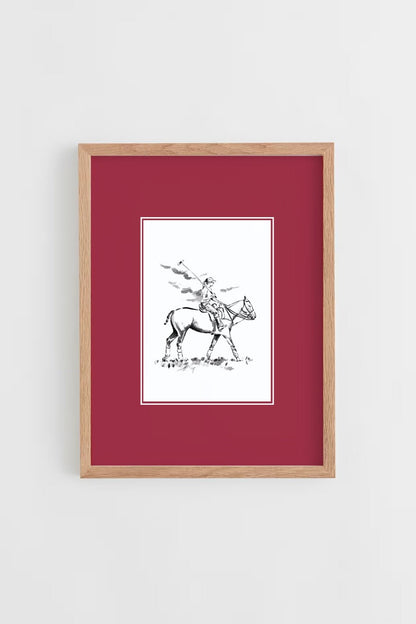 Custom Horse & Owner Portrait – Framed - Plain Mat - Morea Polo Saddlery