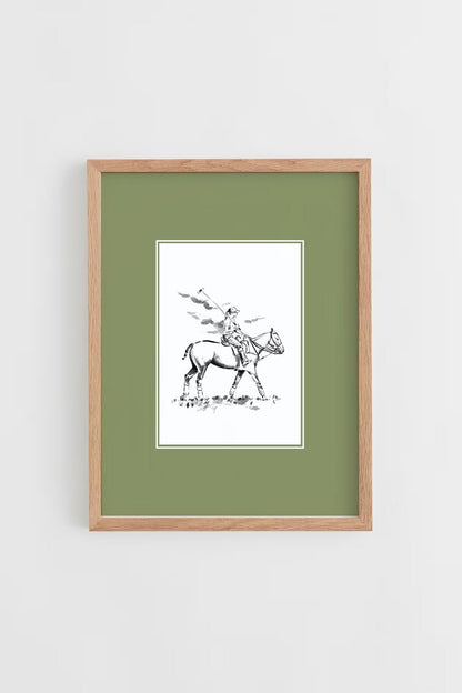 Custom Horse & Owner Portrait – Framed - Plain Mat - Morea Polo Saddlery