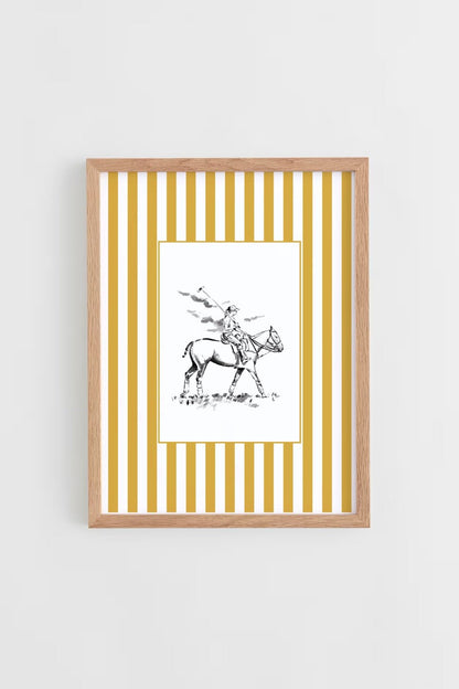 Custom Horse & Owner Portrait – Framed - Striped Mat - Morea Polo Saddlery