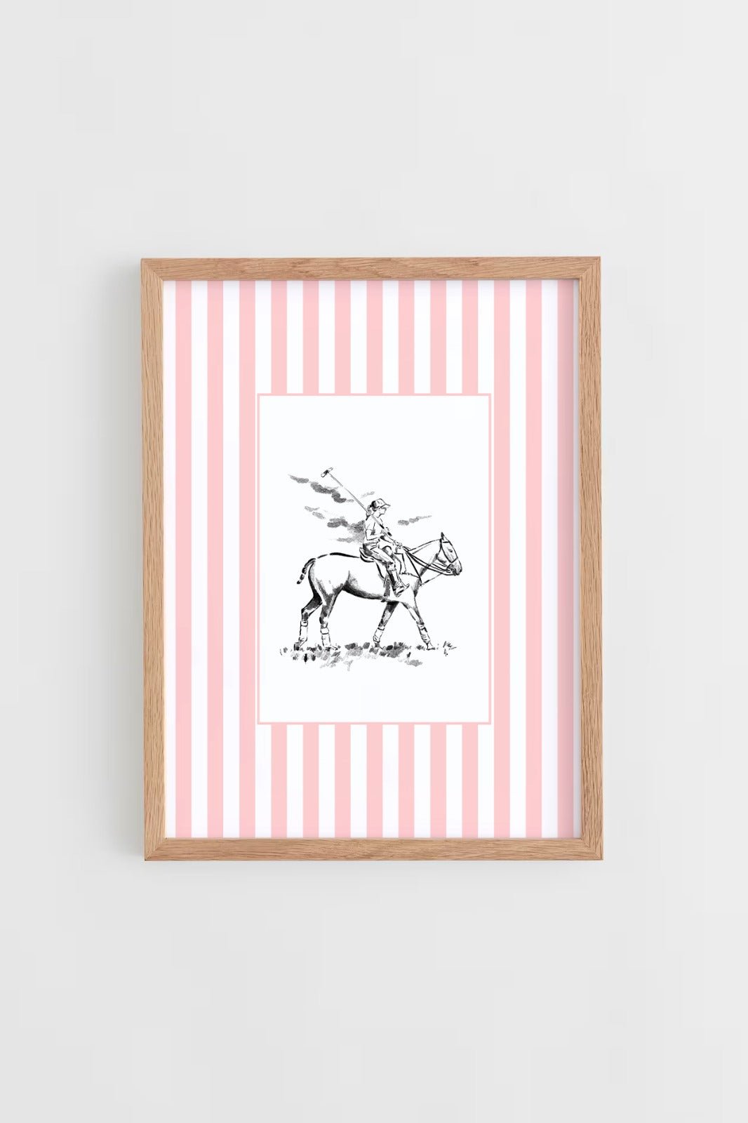 Custom Horse & Owner Portrait – Framed - Striped Mat - Morea Polo Saddlery