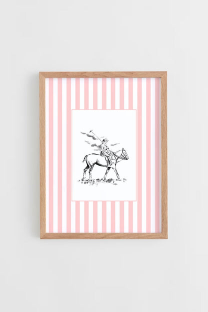 Custom Horse & Owner Portrait – Framed - Striped Mat - Morea Polo Saddlery