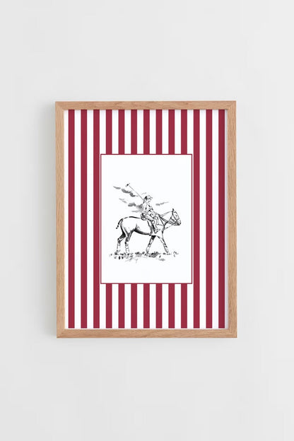 Custom Horse & Owner Portrait – Framed - Striped Mat - Morea Polo Saddlery