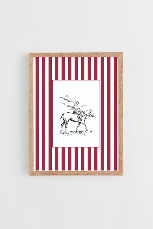 Custom Horse & Owner Portrait – Framed - Striped Mat - Morea Polo Saddlery