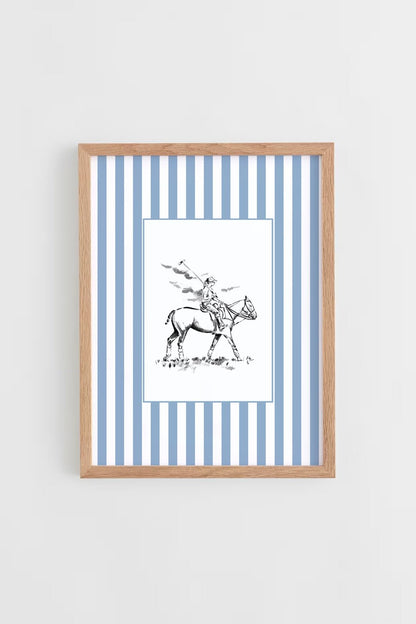 Custom Horse & Owner Portrait – Framed - Striped Mat - Morea Polo Saddlery