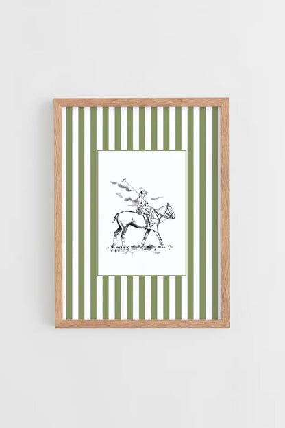 Custom Horse & Owner Portrait – Framed - Striped Mat - Morea Polo Saddlery