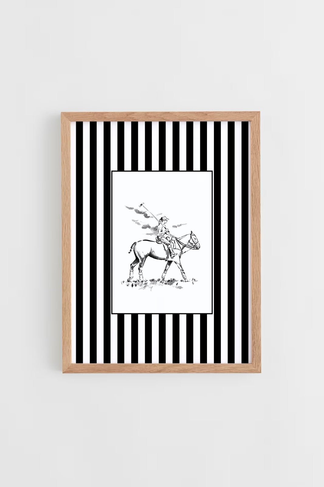 Custom Horse & Owner Portrait – Framed - Striped Mat - Morea Polo Saddlery