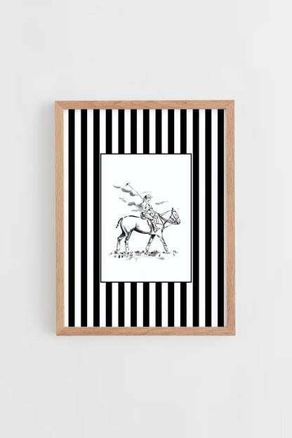Custom Horse & Owner Portrait – Framed - Striped Mat - Morea Polo Saddlery