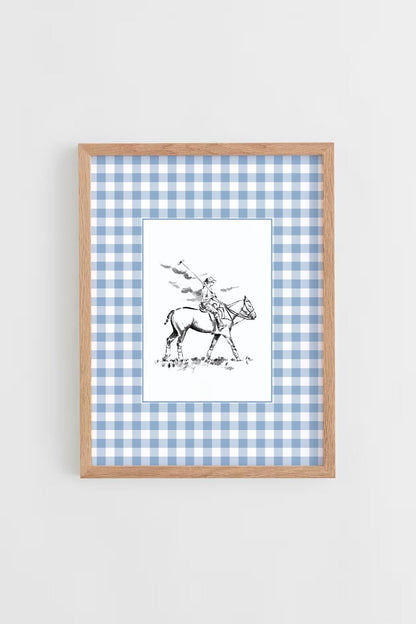 Custom Horse & Owner Portrait – Framed - Vichy Mat - Morea Polo Saddlery