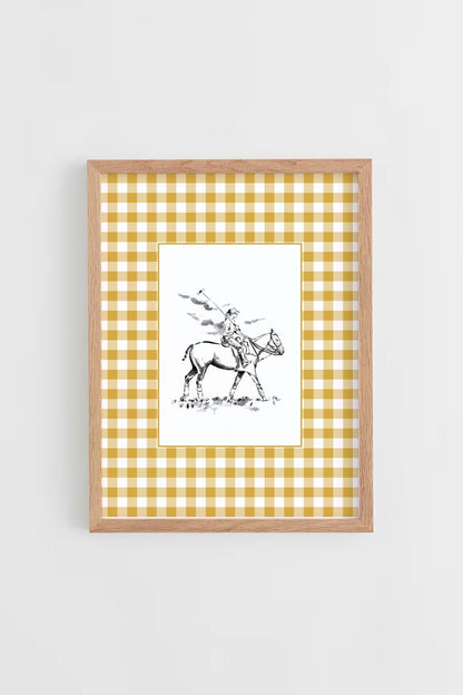 Custom Horse & Owner Portrait – Framed - Vichy Mat - Morea Polo Saddlery