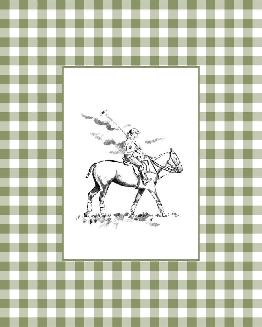 Custom Horse & Owner Portrait – Framed - Vichy Mat - Morea Polo Saddlery