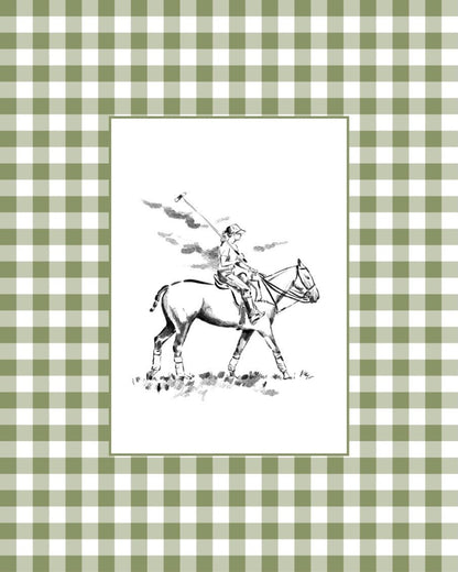 Custom Horse & Owner Portrait – Framed - Vichy Mat - Morea Polo Saddlery